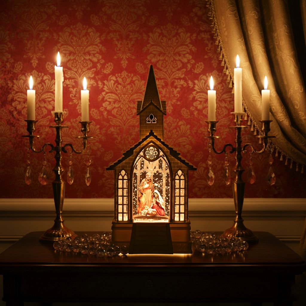 Weihnachts Deko Heilige Familie, warmweißes LED, 2 Weihnachtsmelodien, 11 x 7.8 x 23 cm, Weiß, Batteriebetrieb 3 x AAA nicht enthalten