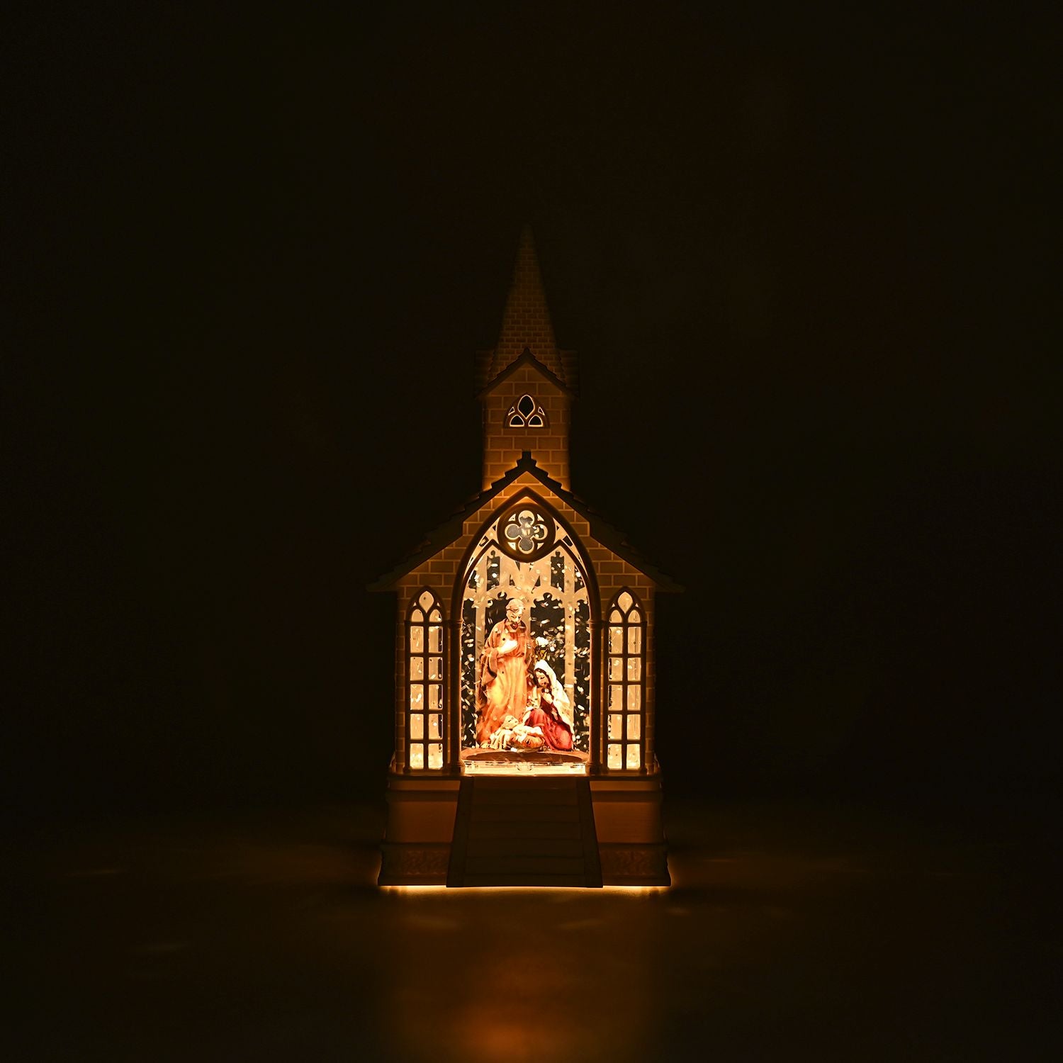 Weihnachts Deko Heilige Familie, warmweißes LED, 2 Weihnachtsmelodien, 11 x 7.8 x 23 cm, Weiß, Batteriebetrieb 3 x AAA nicht enthalten