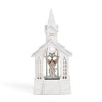 Weihnachts Deko Wasser Lampe Kirche Engel, warmweißes LED, 2 Weihnachtsmelodien, 11 x 7.8 x 23 cm, Weiß, Batteriebetrieb 3 x AAA nicht enthalten