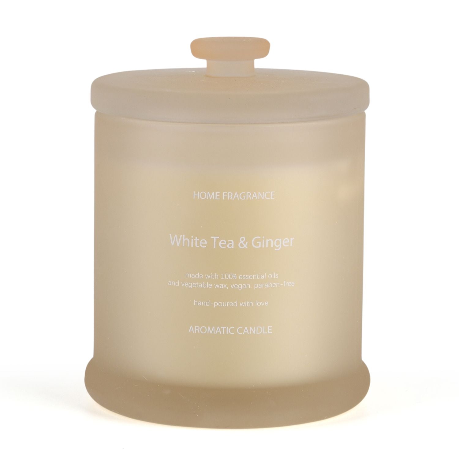 LIVMORE Home Fragrance Kollektion - Duftkerze im Farbglas, Weißer Tee-Ingwer, 370g Sojawachs, 55 Std., 10,2x10,2x13cm