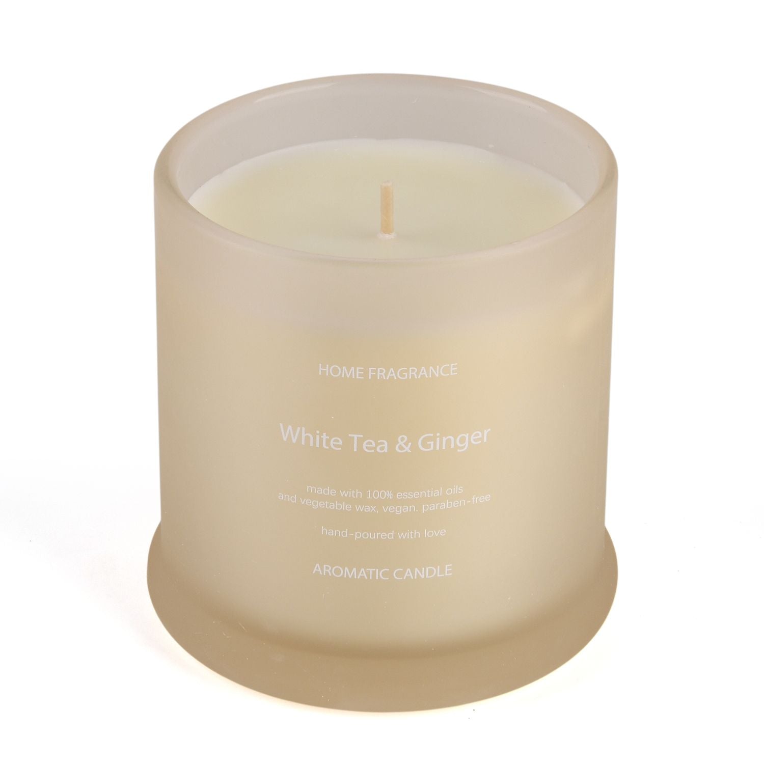 LIVMORE Home Fragrance Kollektion - Duftkerze im Farbglas, Weißer Tee-Ingwer, 370g Sojawachs, 55 Std., 10,2x10,2x13cm