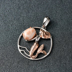 D’joy AA Natrolith Anhänger 925 Silber Überlagerung aus Roségold und Platin ca. 1.16 ct