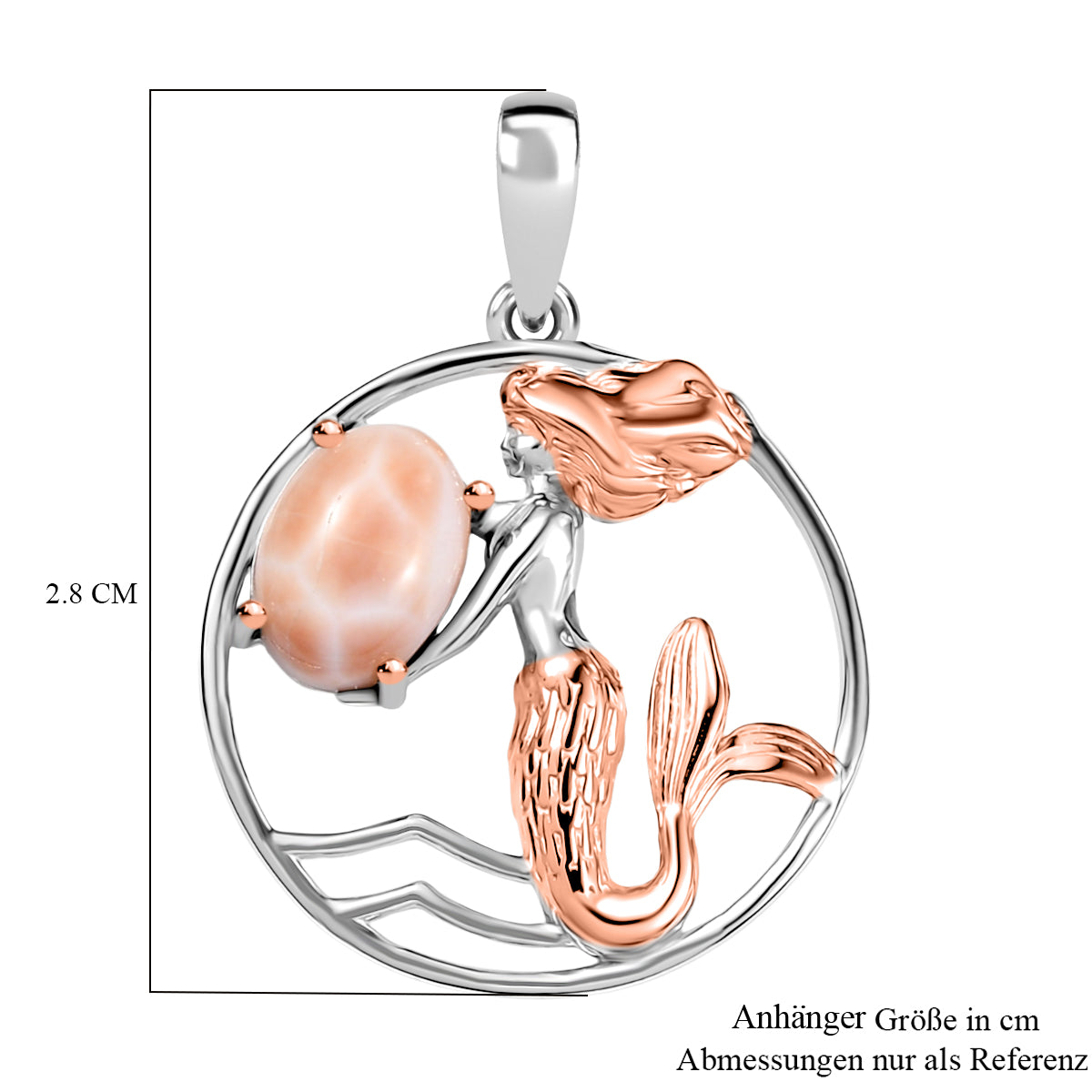 D’joy AA Natrolith Anhänger 925 Silber Überlagerung aus Roségold und Platin ca. 1.16 ct