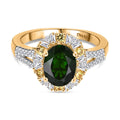 D'Joy Natürlicher Chromdiopsid, Gelber Saphir Ring 925 Silber 750 Gelbgold Vermeil (Größe 19.00) ca. 2,52 ct