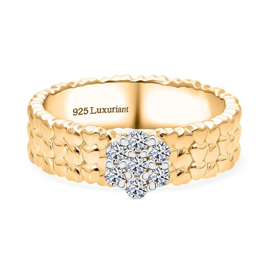 Lab Grown Diamant SI-GH Ring 925 Silber 750 Gelbgold Vermeil (Größe 16.00) ca. 0,25 ct