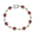 Königlicher Glamour- AAA Afrikanischer Rubin (Fissure gefüllt), Weißer Zirkon Armband ca. 19 cm 925 Silber rhodiniert ca. 12.37 ct
