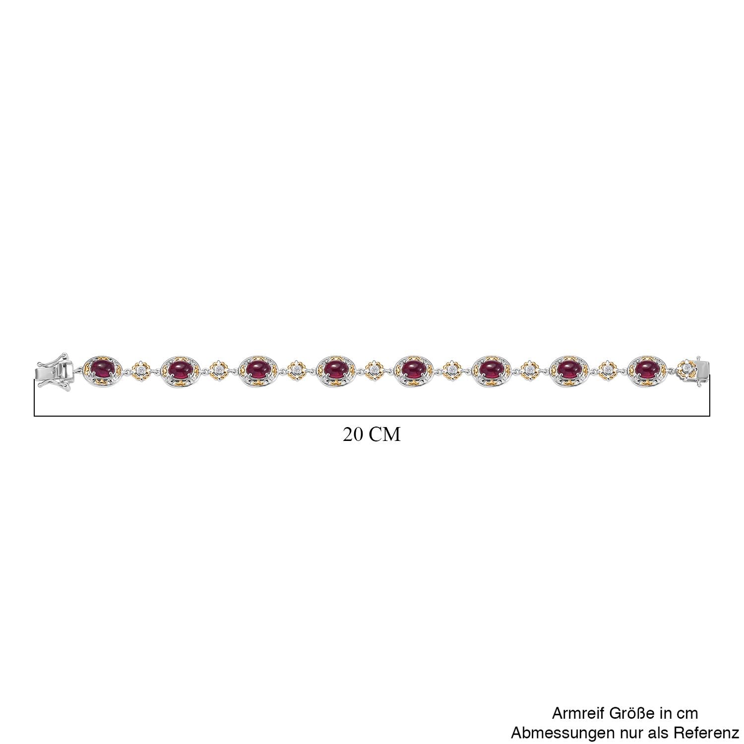 Königlicher Glamour- AAA Afrikanischer Rubin (Fissure gefüllt), Weißer Zirkon Armband ca. 19 cm 925 Silber rhodiniert ca. 12.37 ct