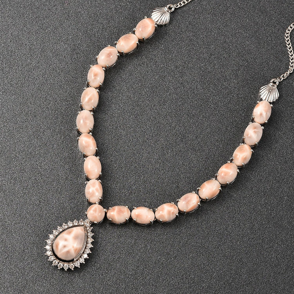 Djoy AA Natrolith Halskette ca. 45 cm 925 Silber rhodiniert ca. 26,39 ct.