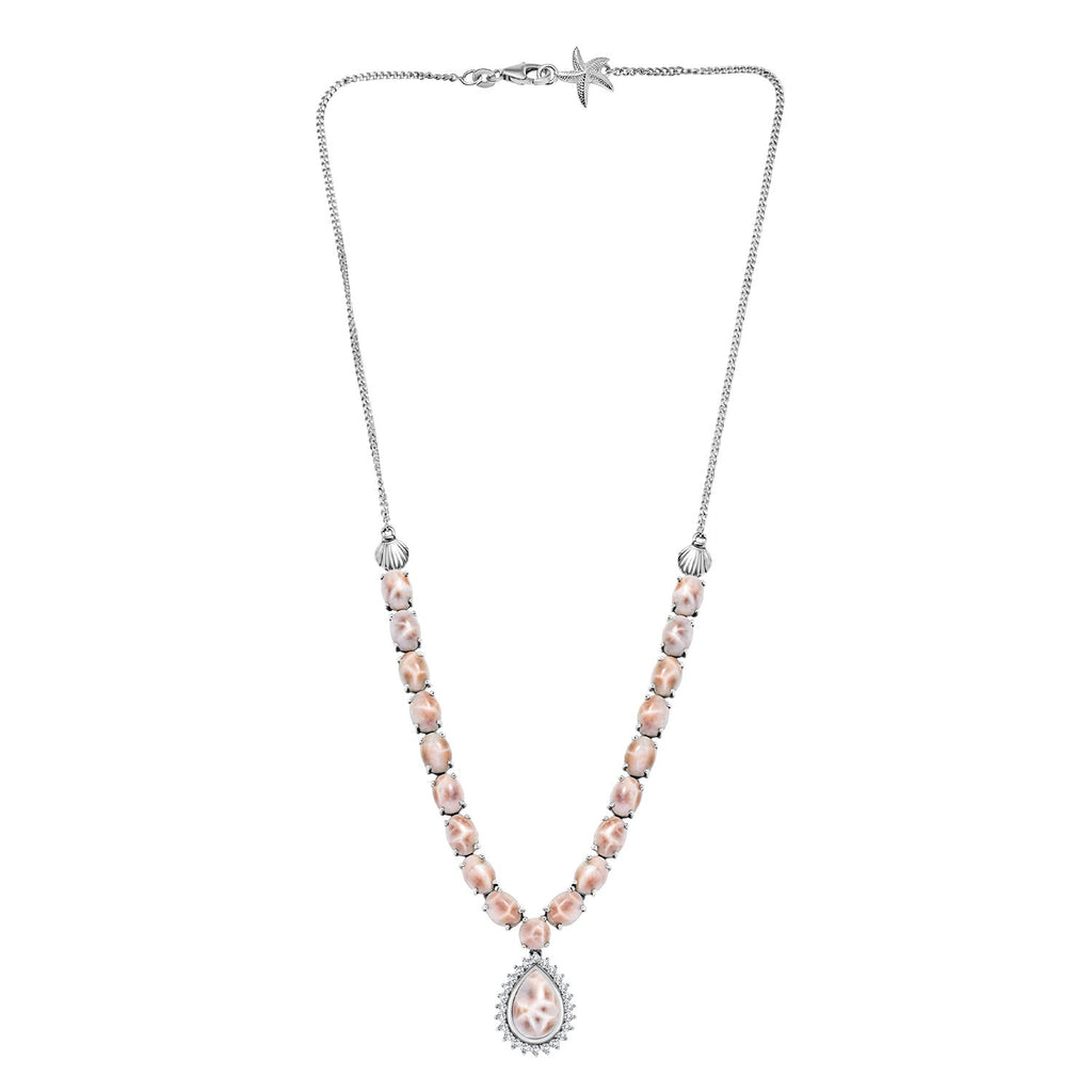 Djoy AA Natrolith Halskette ca. 45 cm 925 Silber rhodiniert ca. 26,39 ct.
