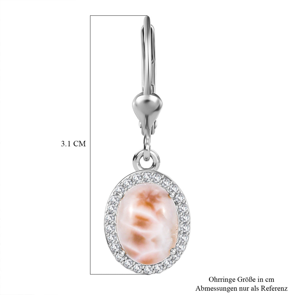 AA Natrolith, Weißer Zirkon Ohrringe 925 Silber rhodiniert ca. 4.13 ct
