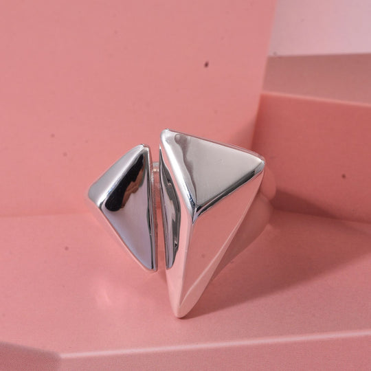 Statement-Ring, geometrisches Dreiecks-Design, 925 Silber,