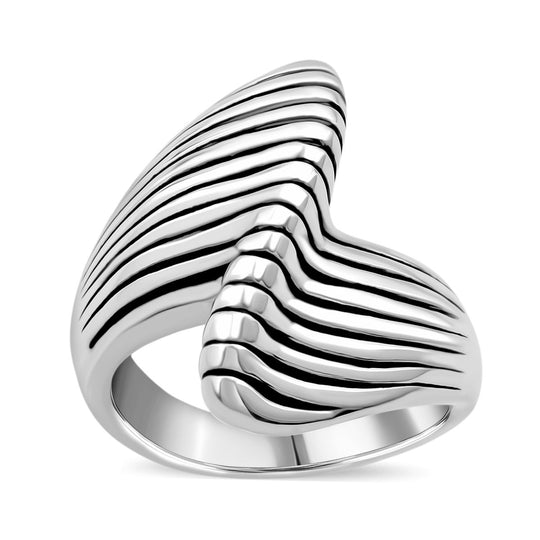 Rillenstruktur Design Ring, 925 Silber, ca. 3,65g