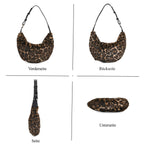 Leopardenmuster-Hobo-Tasche, 30x20 cm, Braun-Beige