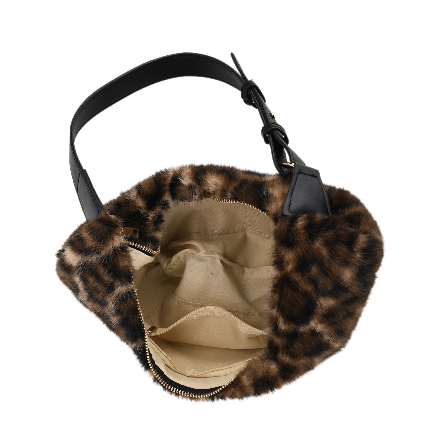 Leopardenmuster-Hobo-Tasche, 30x20 cm, Braun-Beige