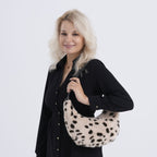 Leopardenmuster-Hobo-Tasche, 30x20 cm, Beige-Coffee