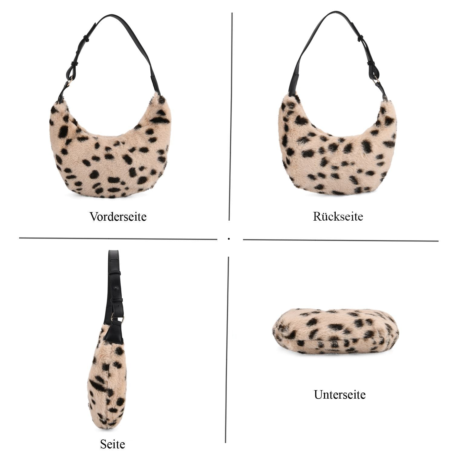 Leopardenmuster-Hobo-Tasche, 30x20 cm, Beige-Coffee