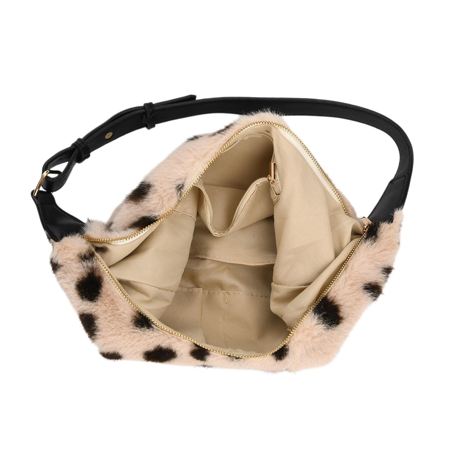 Leopardenmuster-Hobo-Tasche, 30x20 cm, Beige-Coffee