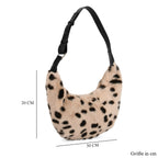 Leopardenmuster-Hobo-Tasche, 30x20 cm, Beige-Coffee