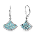 Djoy Betroka Blauer Apatit, Weißer Zirkon Meereskiesel Ohrringe 925 Silber rhodiniert ca. 2.74 ct