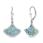 Djoy Betroka Blauer Apatit, Weißer Zirkon Meereskiesel Ohrringe 925 Silber rhodiniert ca. 2.74 ct