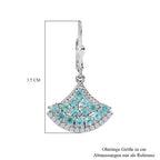 Djoy Betroka Blauer Apatit, Weißer Zirkon Meereskiesel Ohrringe 925 Silber rhodiniert ca. 2.74 ct