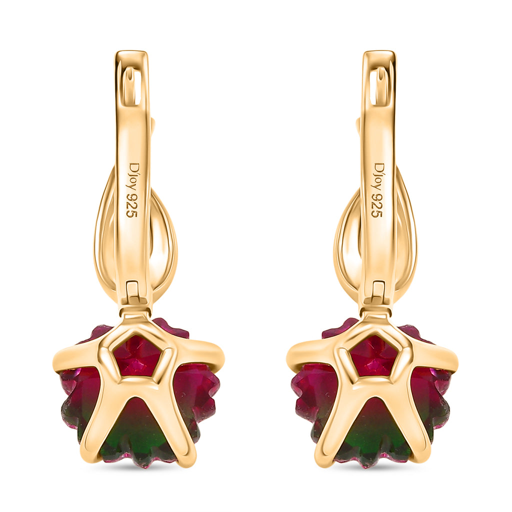Bloom Flare - D joy Wassermelonen Quarz Triplette Ohrringe 925 Silber 750 Gelb Vergoldet  (5-10 Werktage Lieferzeit) ca. 7,58 ct.