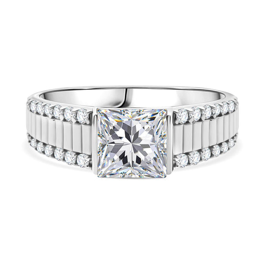 Moissanit Ring 925 Silber rhodiniert (Größe 21.00) ca. 2,22 ct