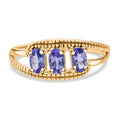 Tansanit Ring 925 Silber vergoldet (Größe 17.00) ca. 0.64 ct
