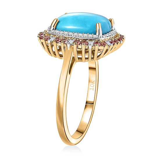 AMERIKA CLOSE OUT DEAL - LUXORO AA Sleeping Beauty Türkis, Padparadscha Saphir Ring 417 Gold (Größe 17.00) ca. 5.23 ct