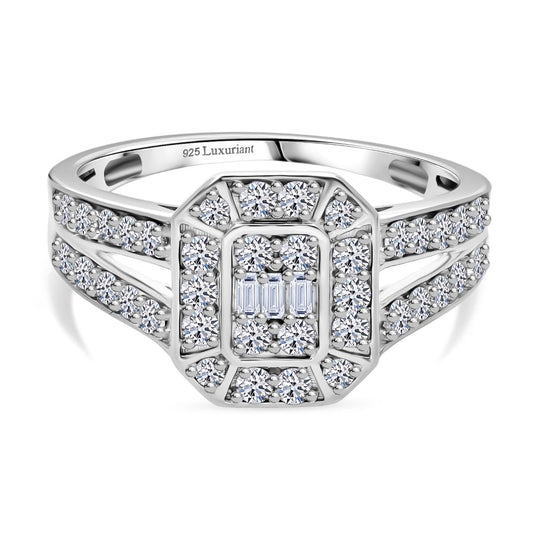 LUXURIANT DIAMOND -Lab Grown Diamant SI-GH Ring, 925 Silber 750 Gelbgold Vermeil (Größe 17.00) ca. 1.00 ct