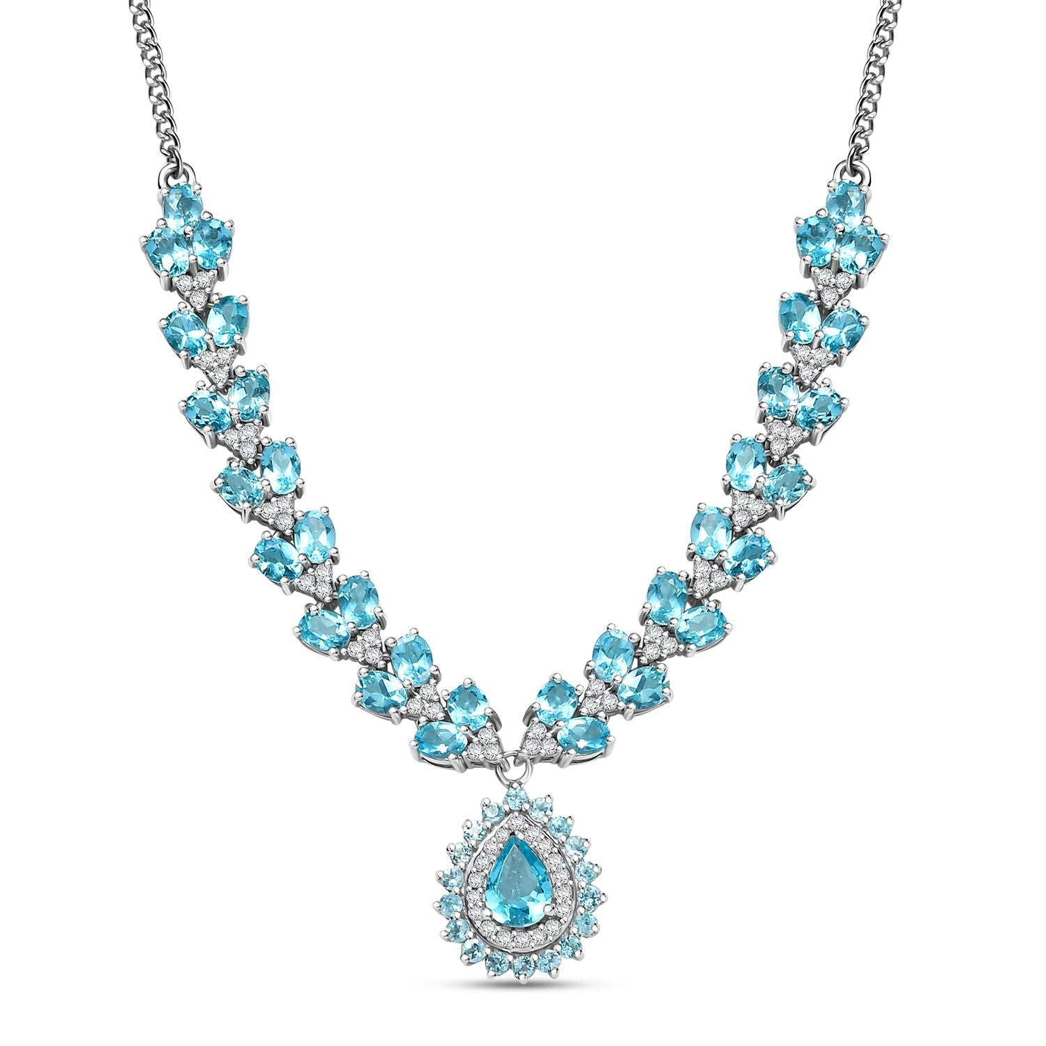 D joy AA Betroka Blauer Apatit Halskette ca. 45 cm 925 Silber rhodiniert ca. 8,66 ct.