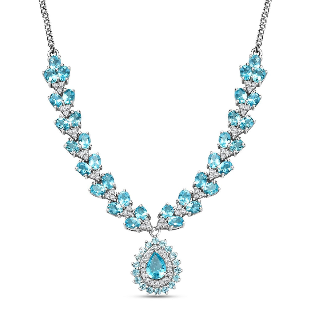 D joy AA Betroka Blauer Apatit Halskette ca. 45 cm 925 Silber rhodiniert ca. 8,66 ct.