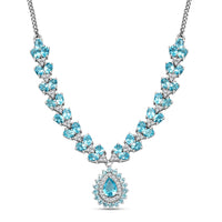 D joy AA Betroka Blauer Apatit Halskette ca. 45 cm 925 Silber rhodiniert ca. 8,66 ct.