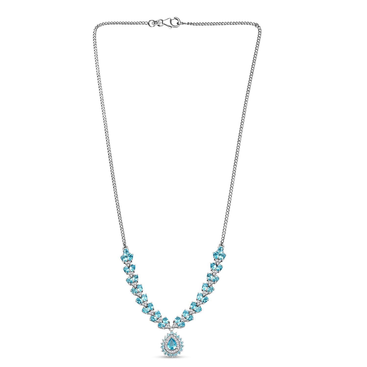 D joy AA Betroka Blauer Apatit Halskette ca. 45 cm 925 Silber rhodiniert ca. 8,66 ct.