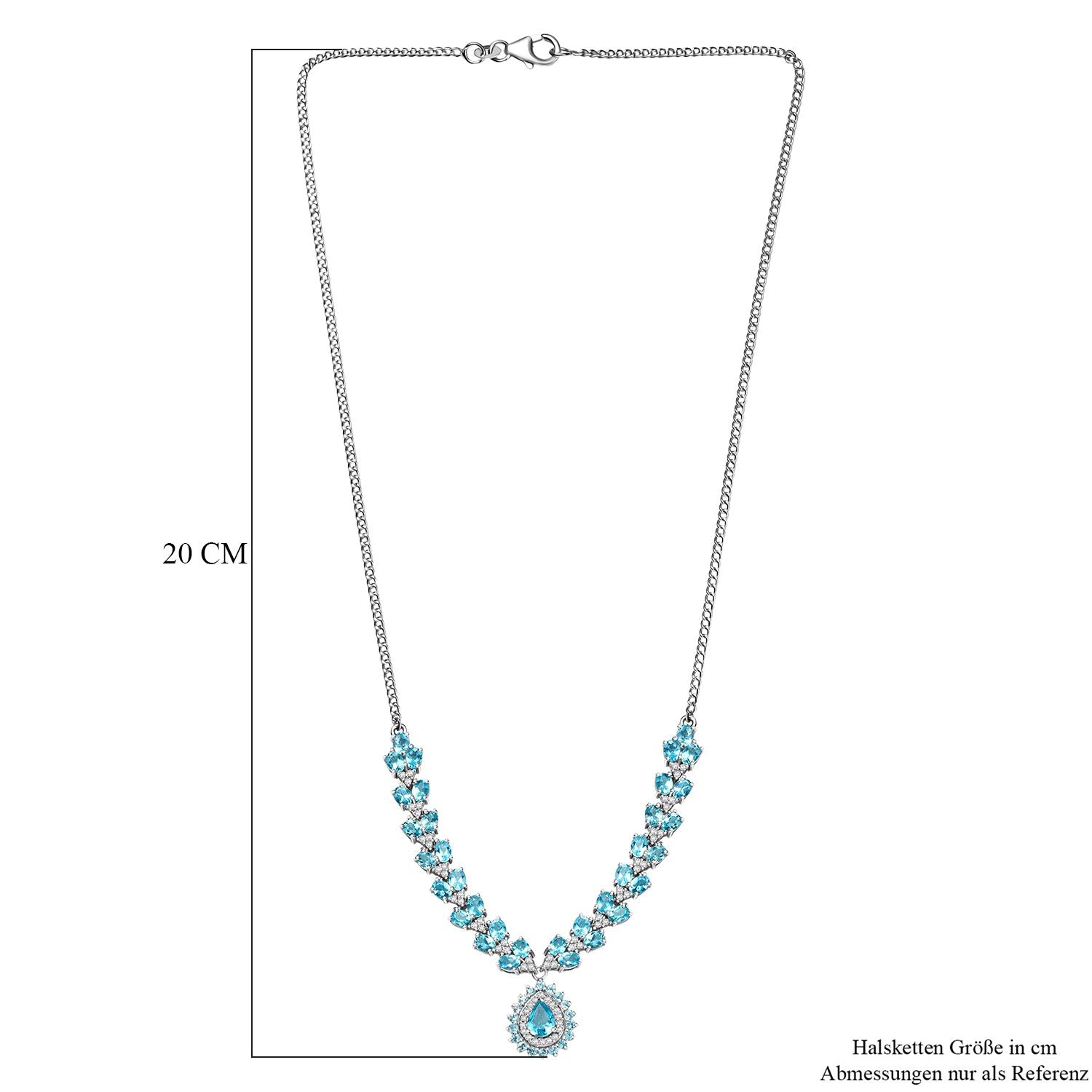 D joy AA Betroka Blauer Apatit Halskette ca. 45 cm 925 Silber rhodiniert ca. 8,66 ct.