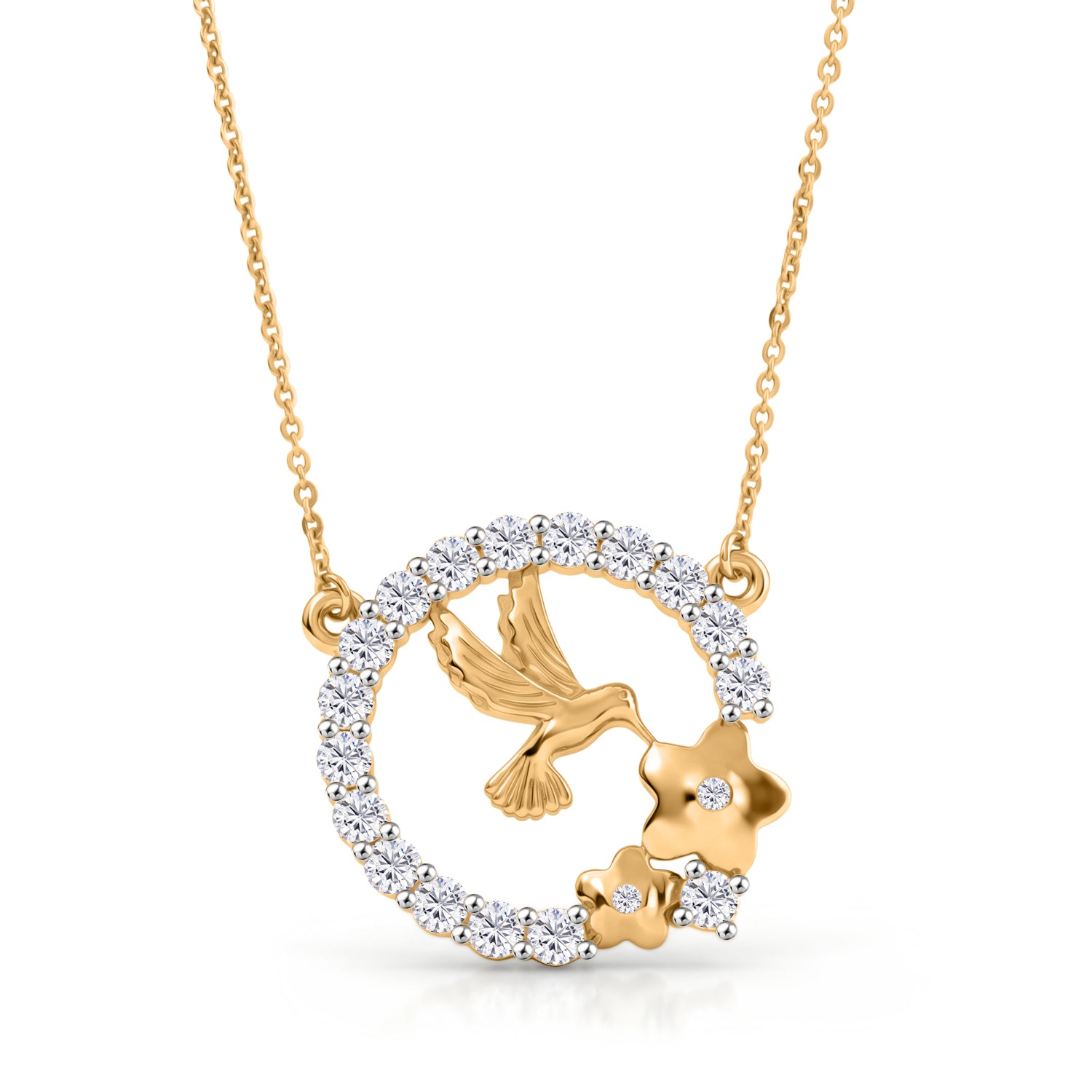 D'Joy Moissanit Halskette ca. 45 cm 925 Silber 750 Gelbgold Vermeil ca. 0,87 ct.