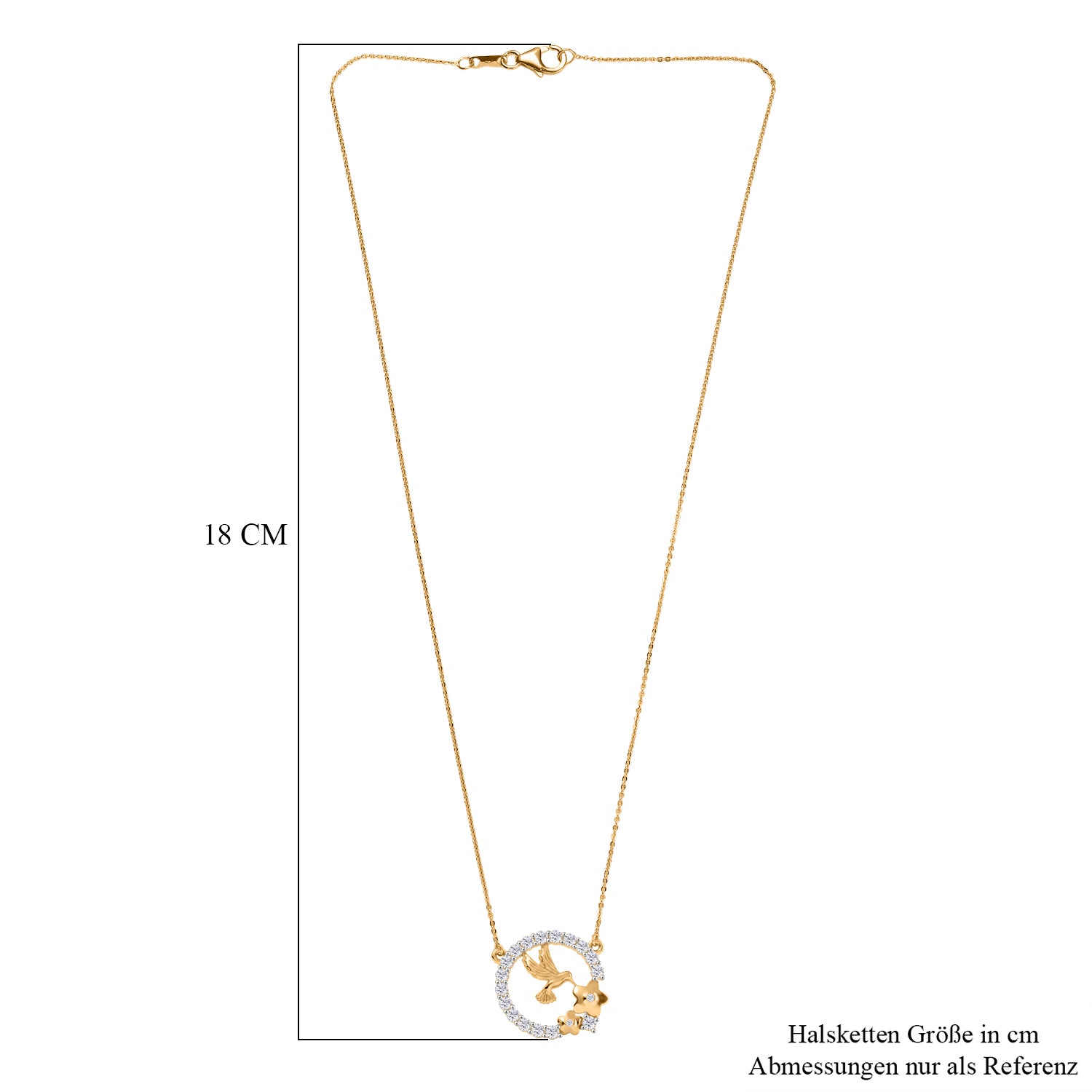 D'Joy Moissanit Halskette ca. 45 cm 925 Silber 750 Gelbgold Vermeil ca. 0,87 ct.