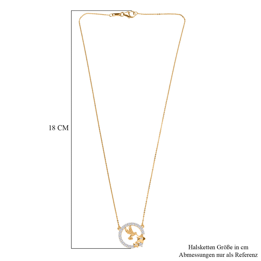D'Joy Moissanit Halskette ca. 45 cm 925 Silber 750 Gelbgold Vermeil ca. 0,87 ct.