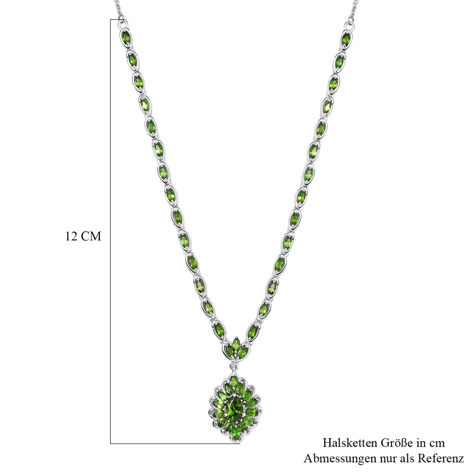 Natürlicher Chromdiopsid Halskette ca. 45 cm 925 Silber rhodiniert ca. 5.60 ct