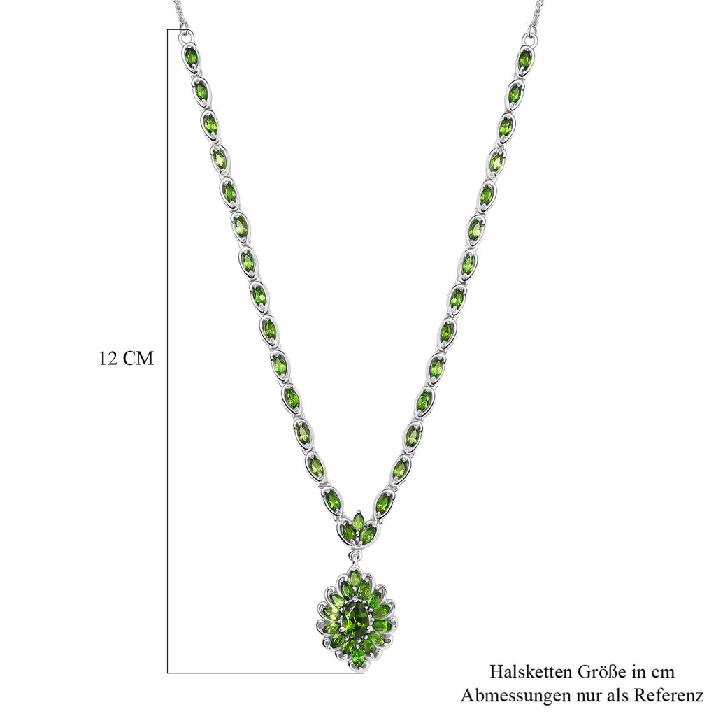 Natürlicher Chromdiopsid Halskette ca. 45 cm 925 Silber rhodiniert ca. 5.60 ct