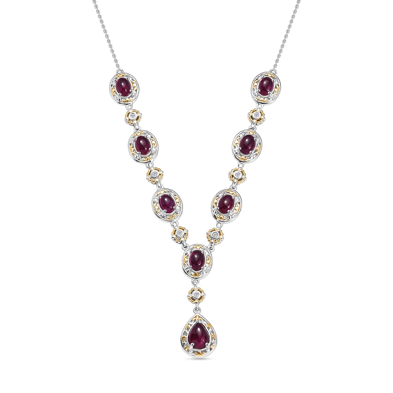 Königlicher Glamour- AAA Afrikanischer Rubin (Fissure gefüllt) Halskette ca. 45 cm 925 Silber rhodiniert ca. 13.88 ct