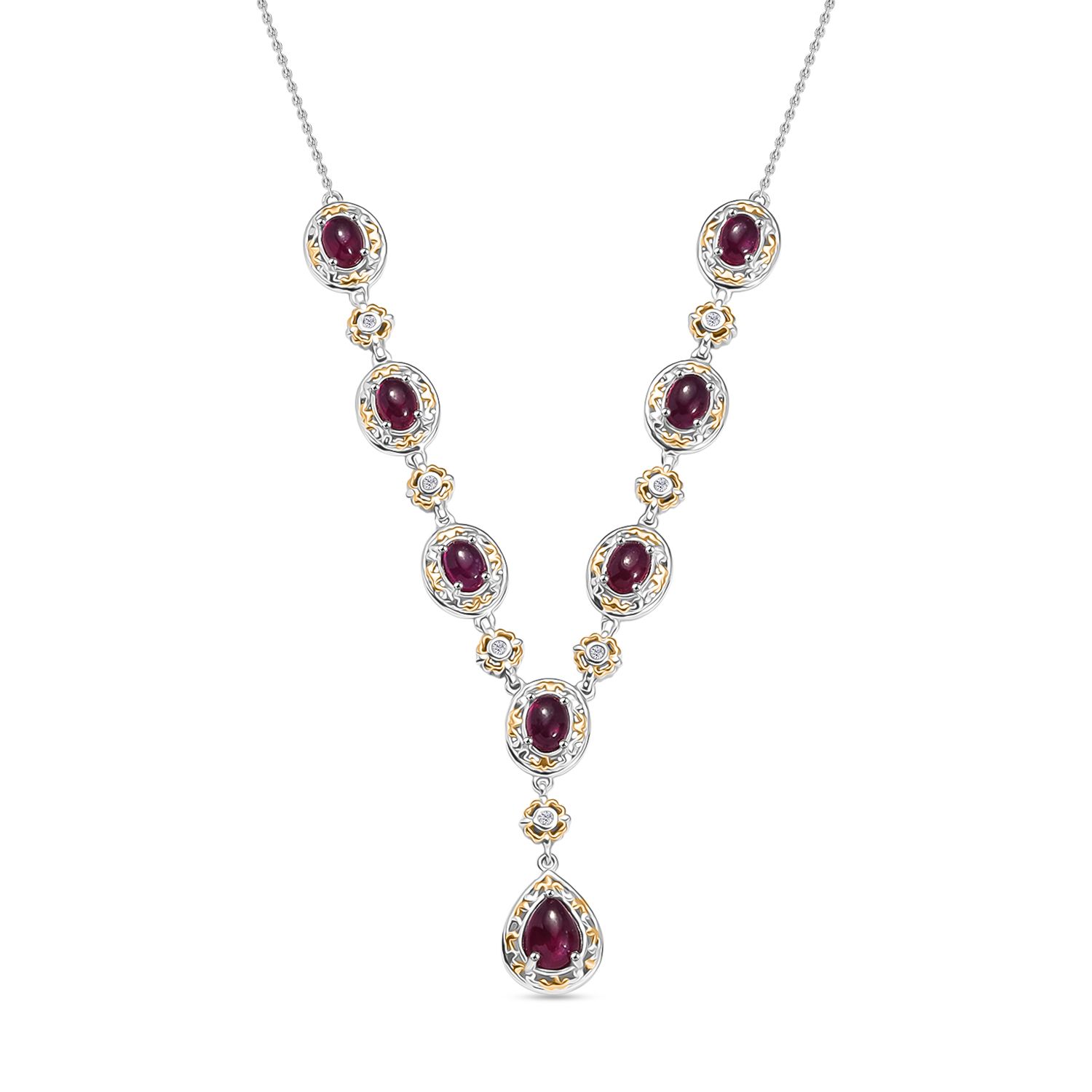 Königlicher Glamour- AAA Afrikanischer Rubin (Fissure gefüllt) Halskette ca. 45 cm 925 Silber rhodiniert ca. 13.88 ct