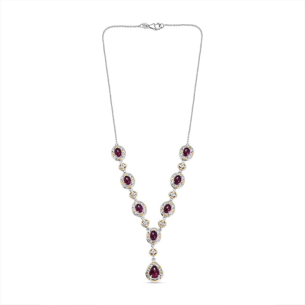 Königlicher Glamour- AAA Afrikanischer Rubin (Fissure gefüllt) Halskette ca. 45 cm 925 Silber rhodiniert ca. 13.88 ct