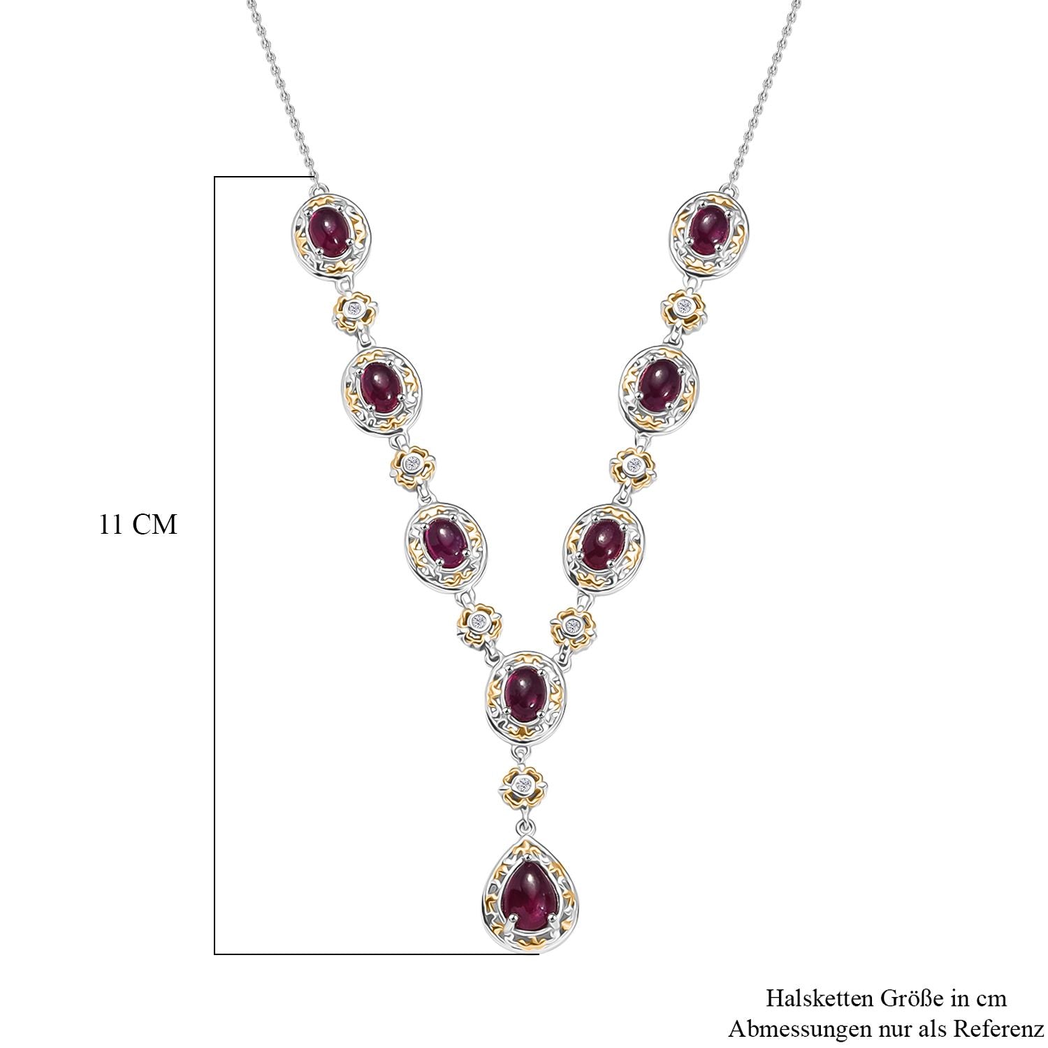 Königlicher Glamour- AAA Afrikanischer Rubin (Fissure gefüllt) Halskette ca. 45 cm 925 Silber rhodiniert ca. 13.88 ct