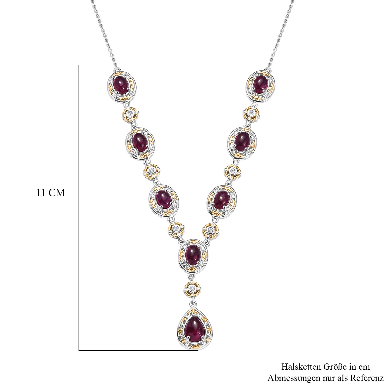 Königlicher Glamour- AAA Afrikanischer Rubin (Fissure gefüllt) Halskette ca. 45 cm 925 Silber rhodiniert ca. 13.88 ct