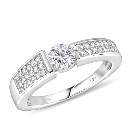Moissanit Ring 925 Silber rhodiniert (Größe 17.00) ca. 0,70 ct