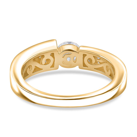 Moissanit Ring 925 Silber vergoldet (Größe 17.00) ca. 0,70 ct