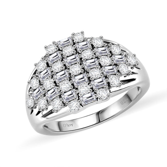 Moissanit Ring 925 Silber rhodiniert (Größe 20.00) ca. 1,33 ct