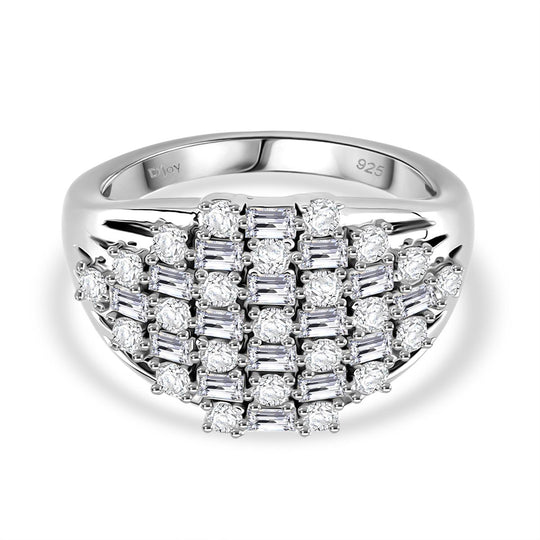 Moissanit Ring 925 Silber rhodiniert (Größe 20.00) ca. 1,33 ct