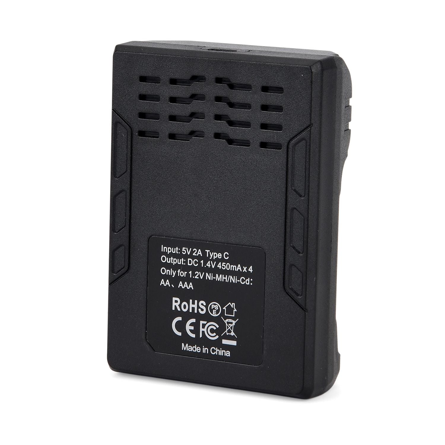 Kompakt-Ladegerät für AA/AAA NiMH - 4 Schächte, LCD, USB